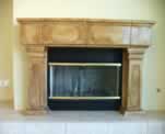 Family Room Tuscan Stone Finish Fireplace